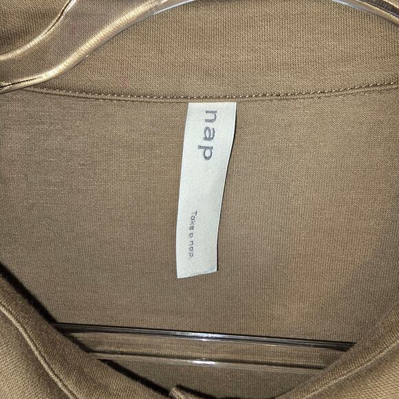 NAP Loungewear Oversized Tan Cotton Blend Shirt Jacket Shacket Size Large - Picture 4 of 9